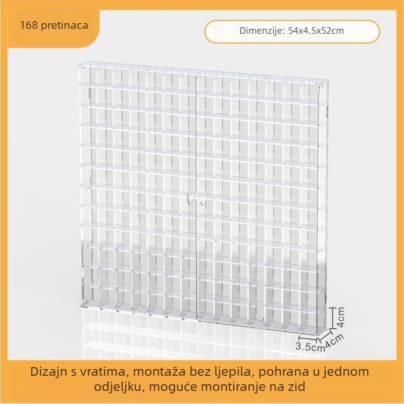Prozirna akrilna vitrina za figurice, zidna, uklonjiva, kapaciteta 18 L