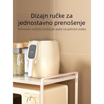 Zidni kuhinjski regač za mikrovalnu i posuđe, višeslojna polica za tanjure i začine, moderni minimalisticki dizajn, bez ugradnje