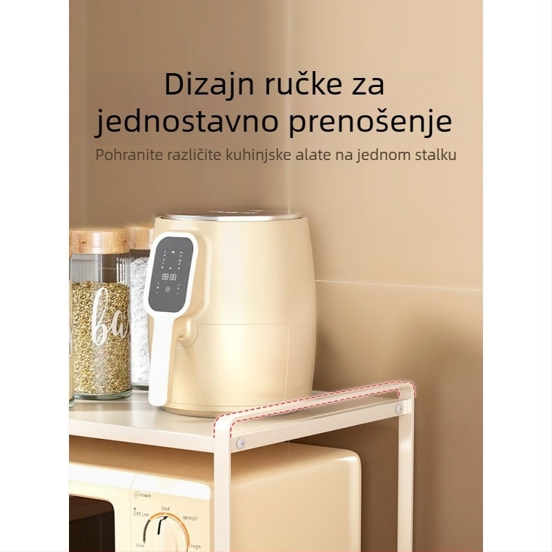 Zidni kuhinjski regač za mikrovalnu i posuđe, višeslojna polica za tanjure i začine, moderni minimalisticki dizajn, bez ugradnje