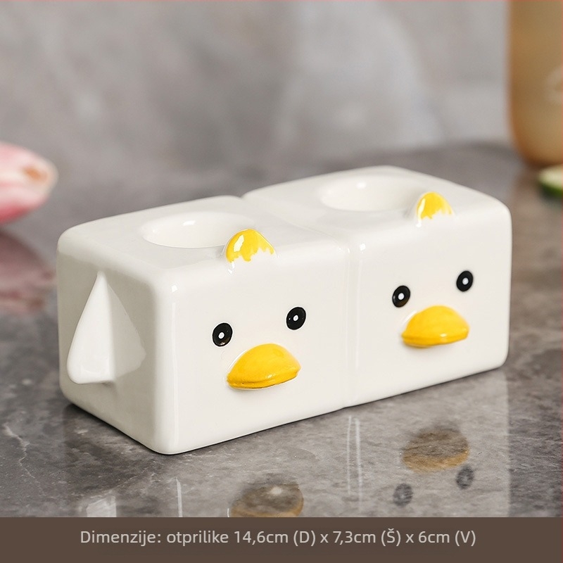 Keramički držač četkica i paste za zube, zidni, bez bušenja, kupaonica, dizajn patke