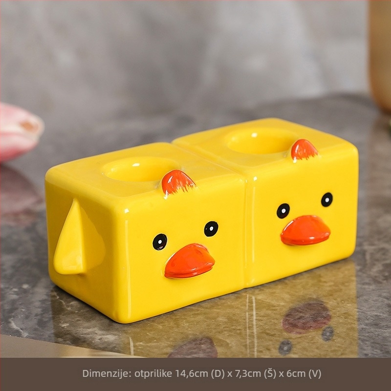 Keramički držač četkica i paste za zube, zidni, bez bušenja, kupaonica, dizajn patke