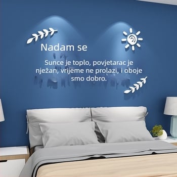 Hope tekst 3D acrilna naljepnica za zid, nordični stil, vodootporna, krajolik uzorak, za dnevni boravak