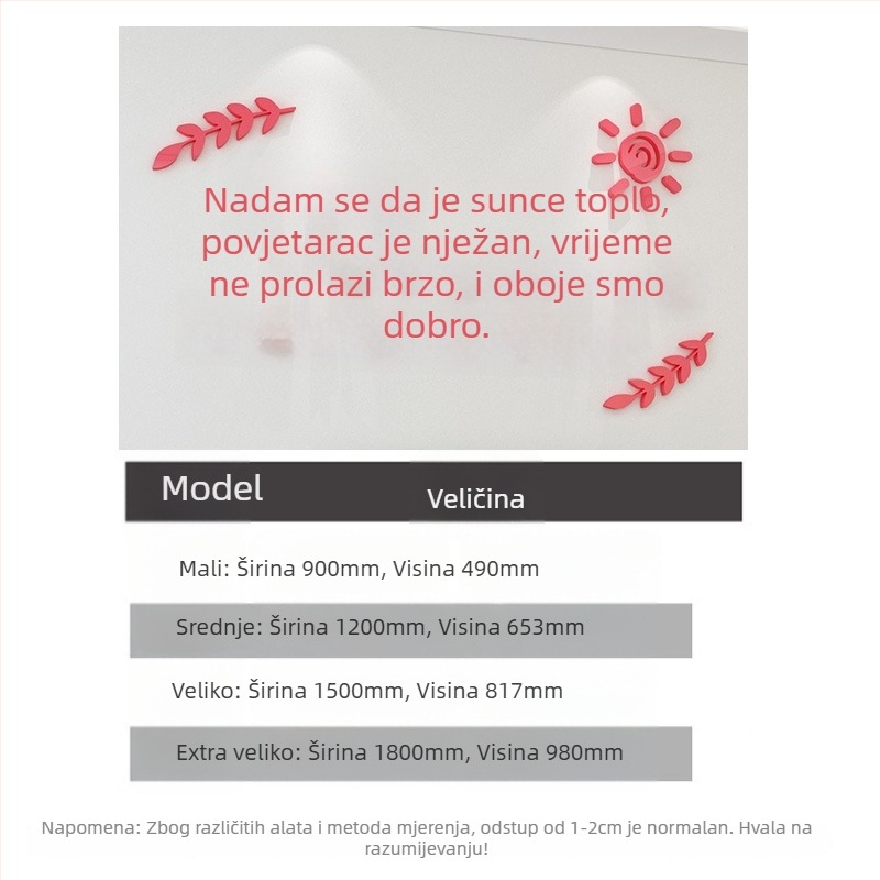 Hope tekst 3D acrilna naljepnica za zid, nordični stil, vodootporna, krajolik uzorak, za dnevni boravak