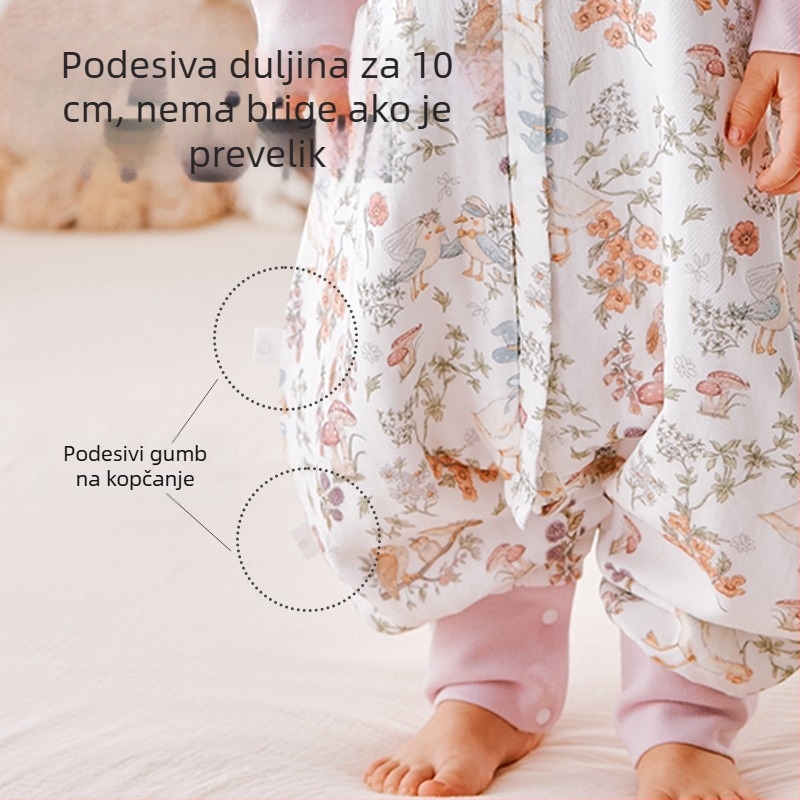 Dječja spavaća vreća s razdvojenim nogama, Klasa A, dvostruki sloj, 100% pamuk, za sve sezone