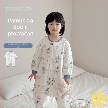 Dječji spavaći kombinezon s konstantnom temperaturom, 100% pamuk, unisex za jesen–zimu, debeli pamuk, s odvojenim nogama i zatvaračem na zip