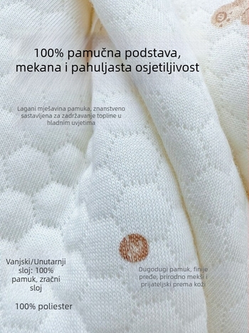 Dječji spavaći kombinezon s podijeljenim nogama, vanjska i podstava od pamuka ≥95%, punilo poliester, zatvarač od smole, periv, karikatura uzorak, za zimu, proljeće i jesen