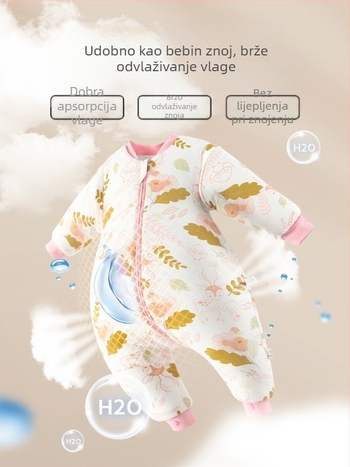 Xikati dječja vreća za spavanje, debeli za zimu i jesen, četiri sezone uporabe, stalna temperatura, odvojivi rukavi, karikatura uzorak