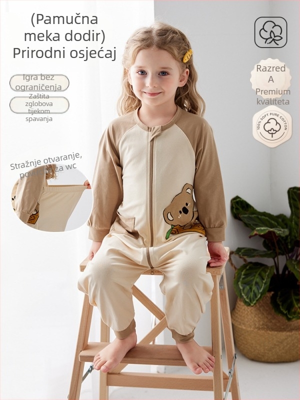 Dječja jednodijelna pidžama za kućnu upotrebu, unisex, proljeće-ljeto, 95% pamuk, karikatura uzorak, odvodi vlagu