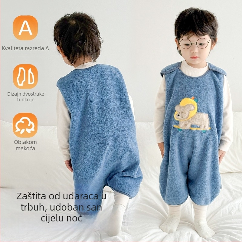 Dječji bezrukavni spavaći vreća od chenille, stil prsluka, topao za jesen i zimu, jednodjelni noćni kombinezon