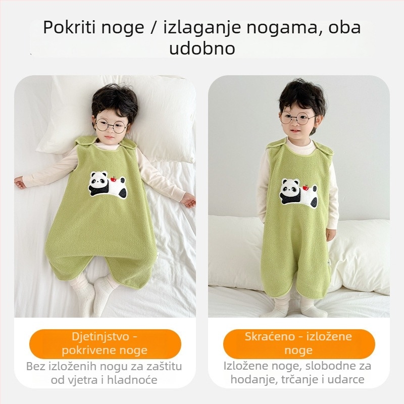 Dječji bezrukavni spavaći vreća od chenille, stil prsluka, topao za jesen i zimu, jednodjelni noćni kombinezon