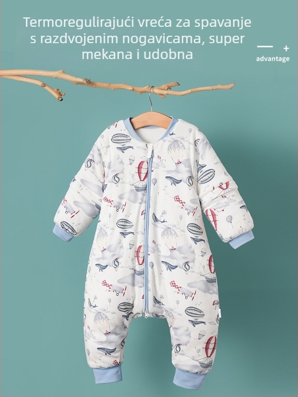 Dječji spavaći vreć s debelim quiltom, za jesen/zimu, topao, s podijeljenim nogama, za djecu od 0 do 4 godine