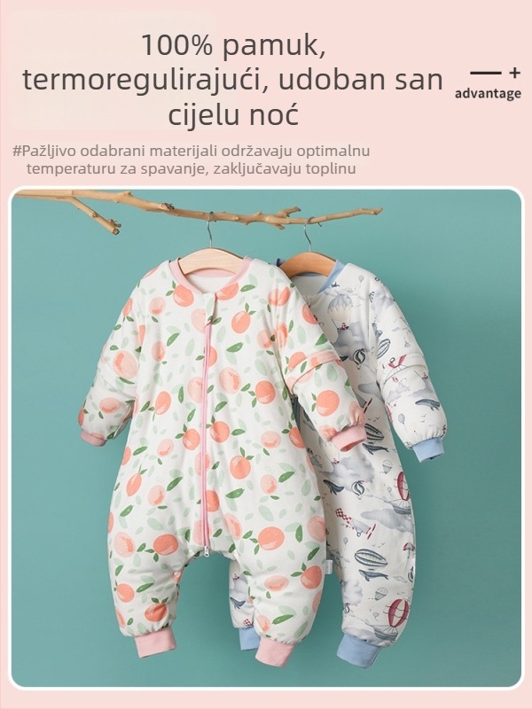 Dječji spavaći vreć s debelim quiltom, za jesen/zimu, topao, s podijeljenim nogama, za djecu od 0 do 4 godine