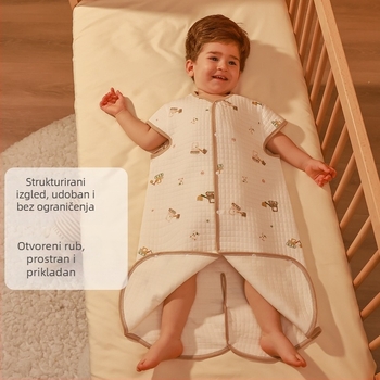 Dječja quiltirana vreća za spavanje, tkanina od čistog pamuka 95%+ i više, podstava od čistog pamuka 95%+, punilo poliester-pamučno, karikatura uzorak, pogodna za zimu, proljeće i jesen