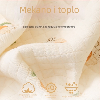 Dječja quiltirana vreća za spavanje, tkanina od čistog pamuka 95%+ i više, podstava od čistog pamuka 95%+, punilo poliester-pamučno, karikatura uzorak, pogodna za zimu, proljeće i jesen