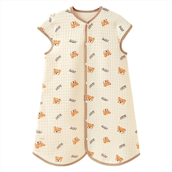 Dječja quiltirana vreća za spavanje, tkanina od čistog pamuka 95%+ i više, podstava od čistog pamuka 95%+, punilo poliester-pamučno, karikatura uzorak, pogodna za zimu, proljeće i jesen