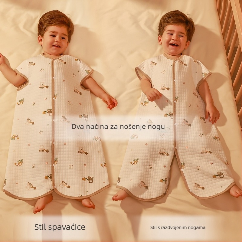 Dječja quiltirana vreća za spavanje, tkanina od čistog pamuka 95%+ i više, podstava od čistog pamuka 95%+, punilo poliester-pamučno, karikatura uzorak, pogodna za zimu, proljeće i jesen