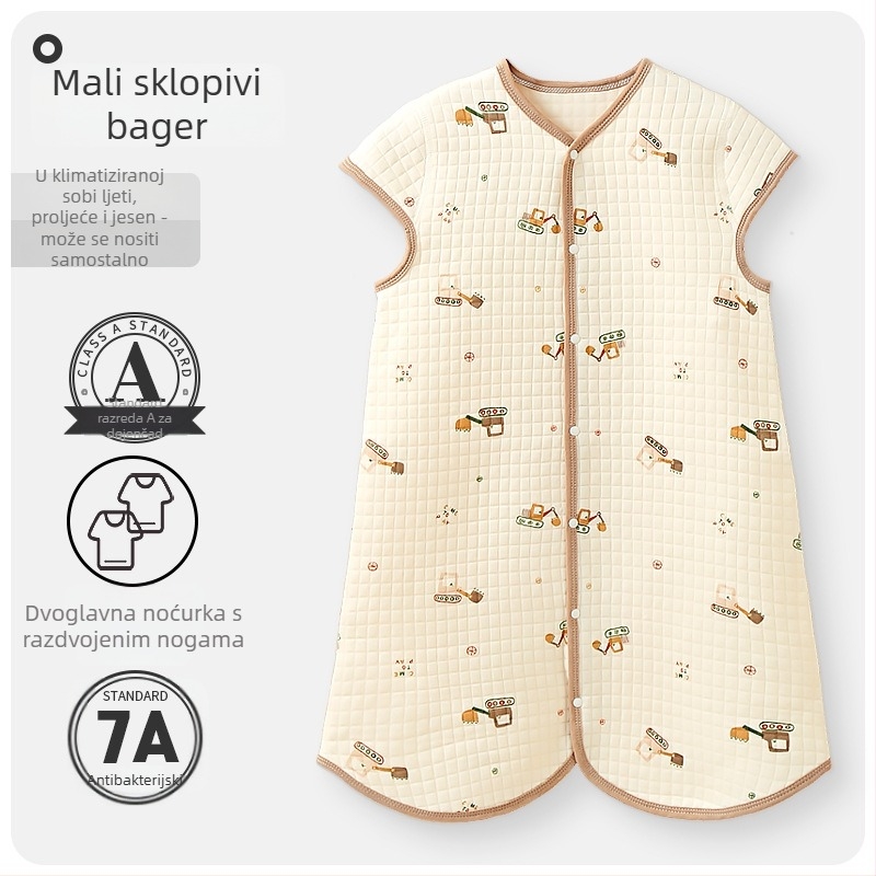 Dječja quiltirana vreća za spavanje, tkanina od čistog pamuka 95%+ i više, podstava od čistog pamuka 95%+, punilo poliester-pamučno, karikatura uzorak, pogodna za zimu, proljeće i jesen