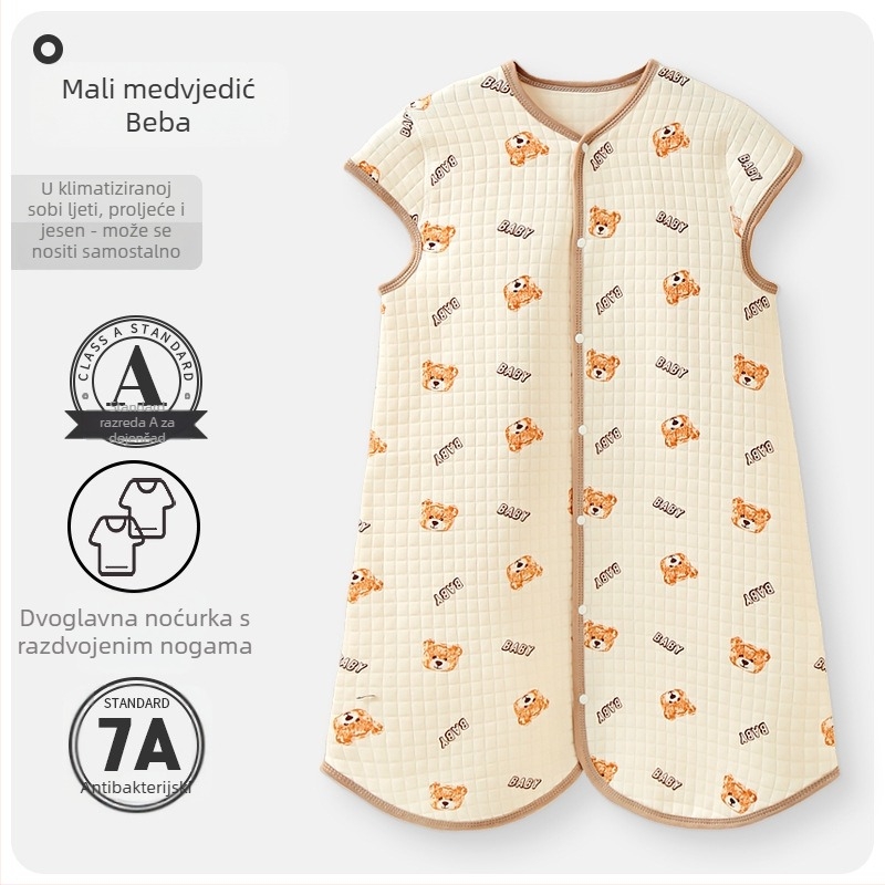 Dječja quiltirana vreća za spavanje, tkanina od čistog pamuka 95%+ i više, podstava od čistog pamuka 95%+, punilo poliester-pamučno, karikatura uzorak, pogodna za zimu, proljeće i jesen