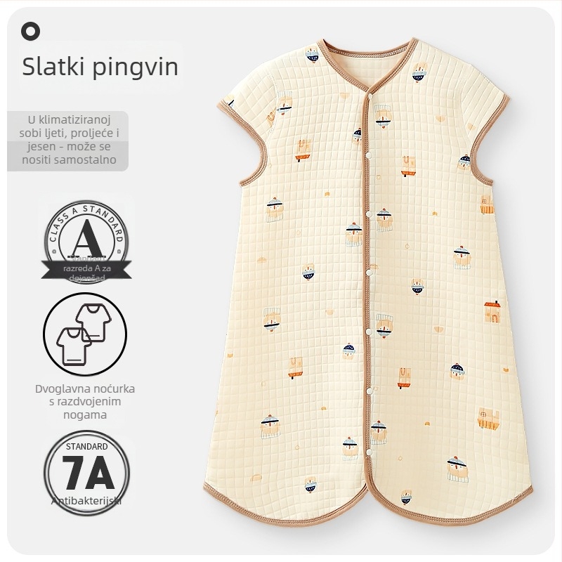 Dječja quiltirana vreća za spavanje, tkanina od čistog pamuka 95%+ i više, podstava od čistog pamuka 95%+, punilo poliester-pamučno, karikatura uzorak, pogodna za zimu, proljeće i jesen