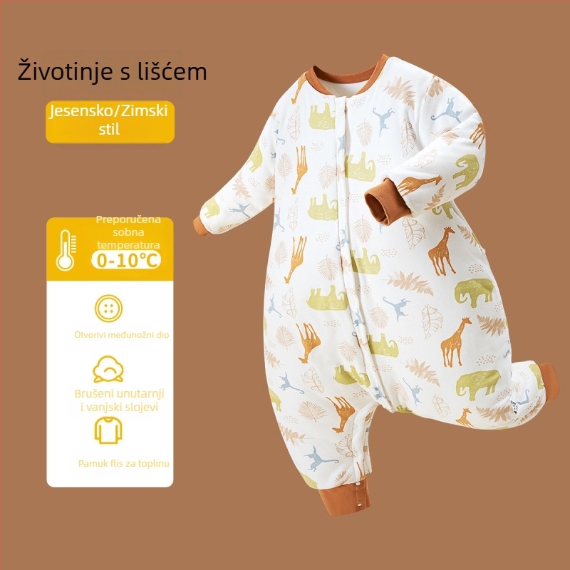 Dječja debela zimska spavaća vreća s uzorkom životinja, duljine 80 cm, za uzrast 1–6 godina