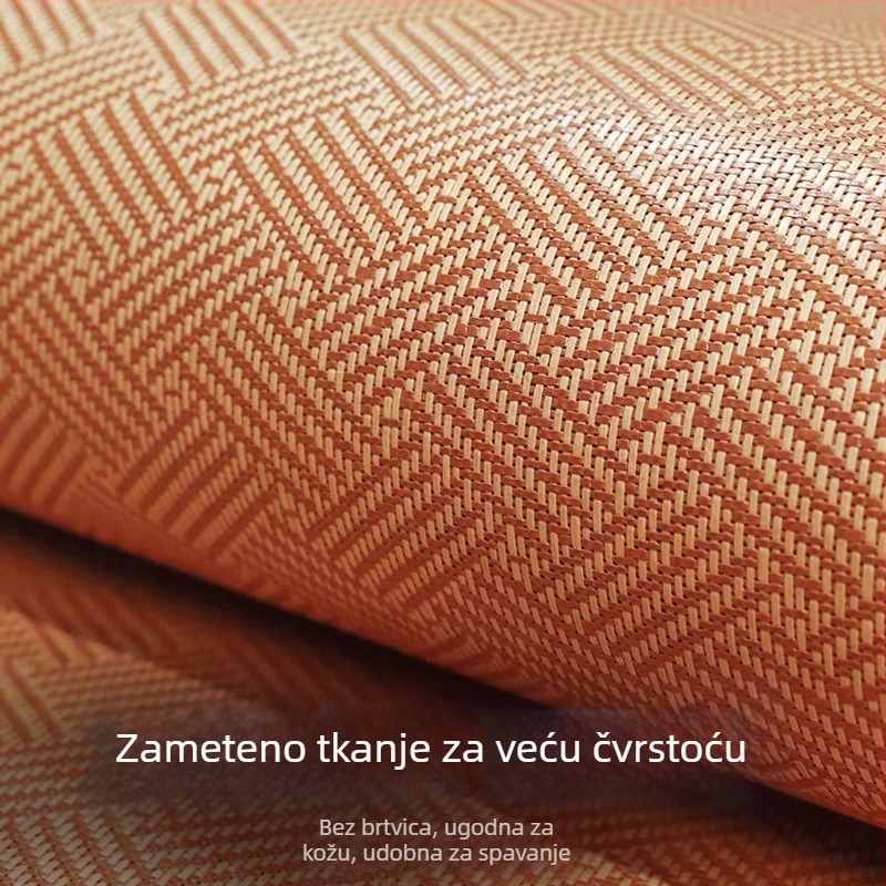 Trodijelni sklopivi set prostirki za krevet s Ice Silk matom, dizajn od ratana, šivanje splicing