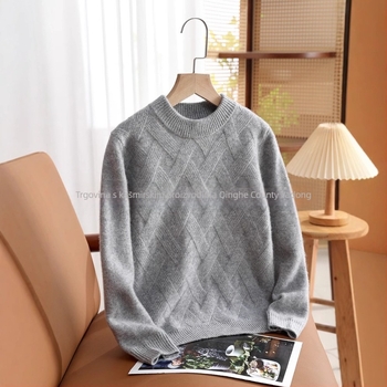 Dječji vuneni džemper s polu visokim ovratnikom, debela 100% vuna, dugi rukav