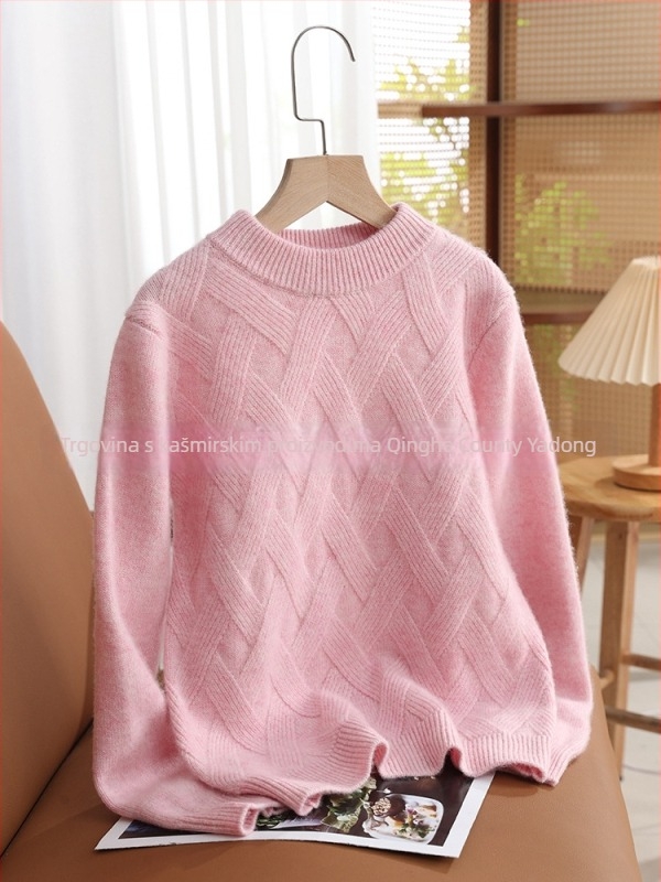 Dječji vuneni džemper s polu visokim ovratnikom, debela 100% vuna, dugi rukav