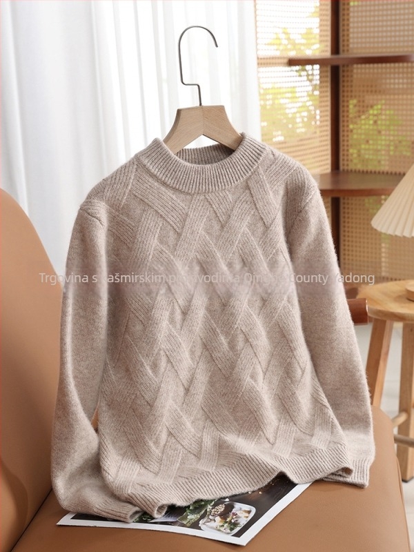 Dječji vuneni džemper s polu visokim ovratnikom, debela 100% vuna, dugi rukav