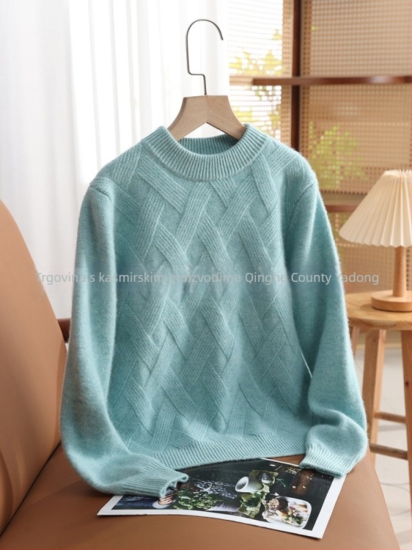 Dječji vuneni džemper s polu visokim ovratnikom, debela 100% vuna, dugi rukav