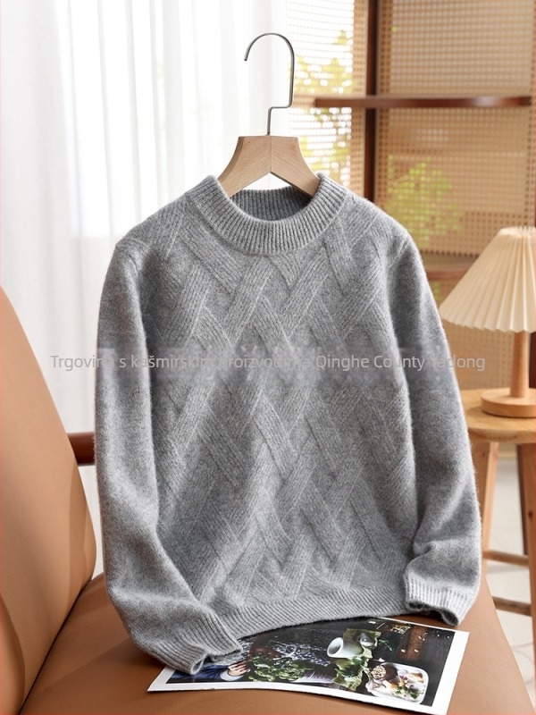 Dječji vuneni džemper s polu visokim ovratnikom, debela 100% vuna, dugi rukav