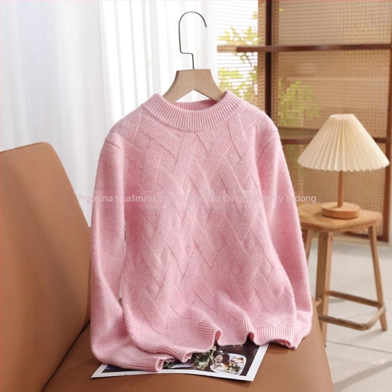 Dječji vuneni džemper s polu visokim ovratnikom, debela 100% vuna, dugi rukav