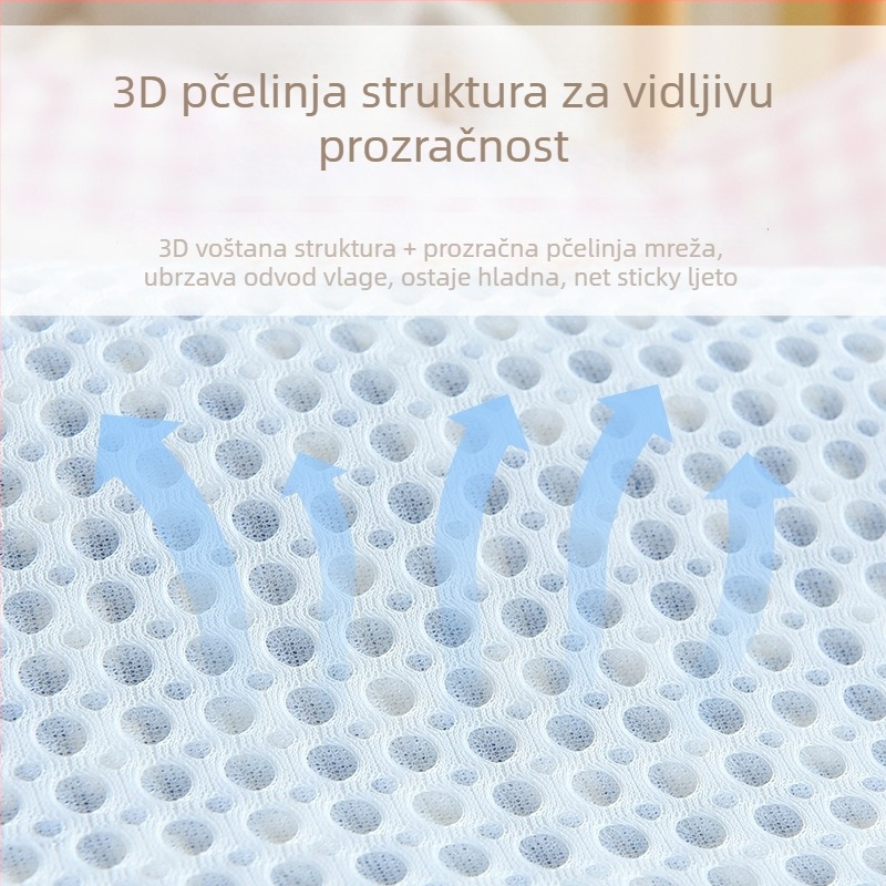 Jastuk za sjedenje u kolici, ramie-tencel smjesa, prozračan i upija znoj, za bebe 0–2 godine, univerzalni jastuk