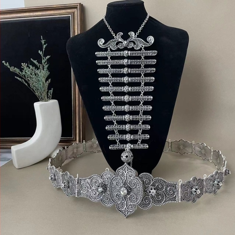 Etnički retro lanac za struk, metalni, širina oko 8 cm, duljina 110/105 cm