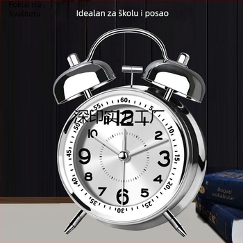Alarmni sat s metalnim zvonom za dom i studentski dom — tiho buđenje, mjerenje vremena (punjivo napajanje; plastično kućište; brojčanik od legure; kineski stil)