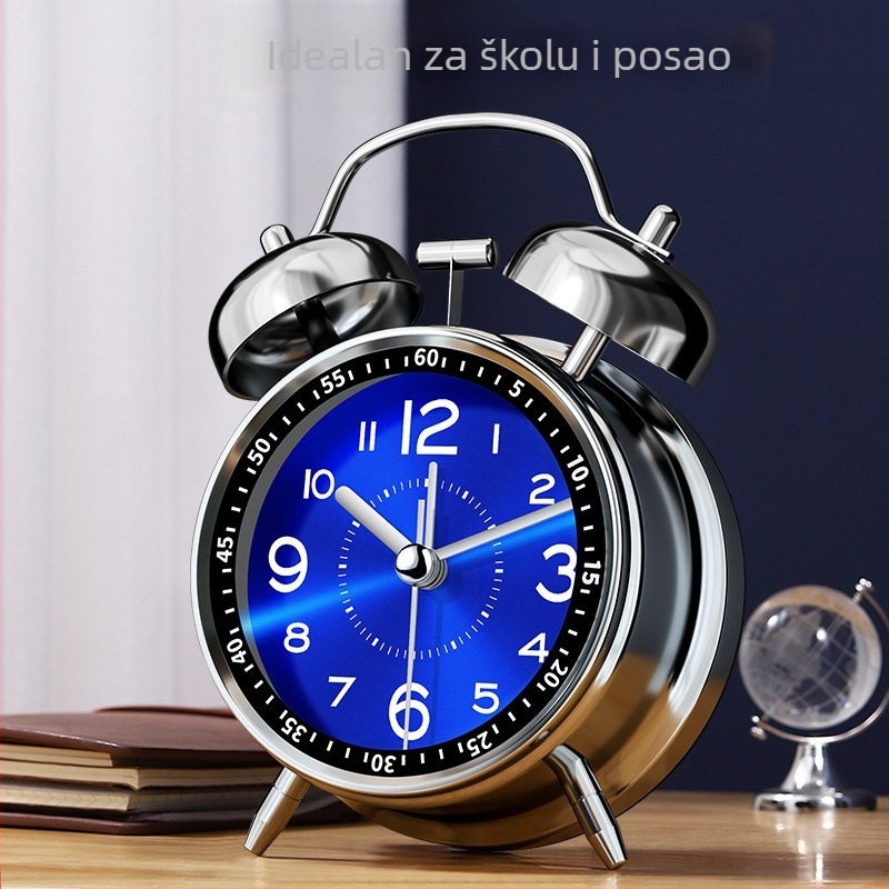 Alarmni sat s metalnim zvonom za dom i studentski dom — tiho buđenje, mjerenje vremena (punjivo napajanje; plastično kućište; brojčanik od legure; kineski stil)