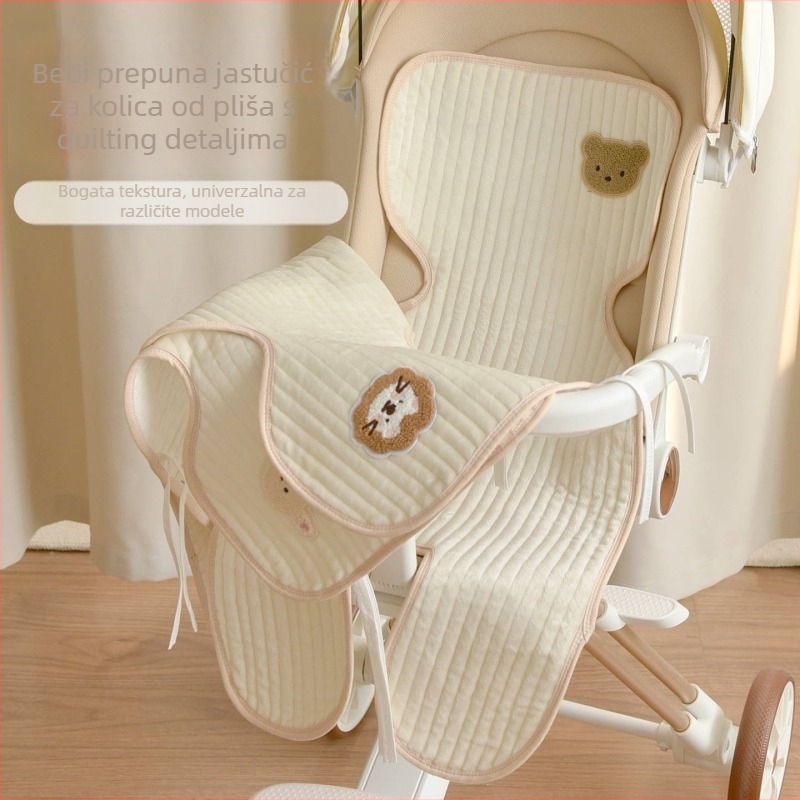 Mat za kolica za bebe – jesen/zima debeli jastuk; gornji sloj beba velur (100% poliester), srednji sloj svila floss (100% poliester), donji sloj 100% pamuk; pogodno za djecu 0-1 godina