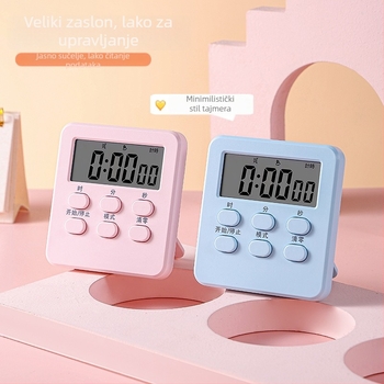 Višenamjenski timer i budilica s LCD zaslonom, kvadratno ABS kućište, elektronički pogon, alarmna funkcija