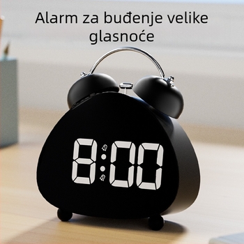 Budilnik s LED digitalnim zaslonom | Napajan baterijom | Elektronički pogon | 24-satni prikaz | Snažan zvuk alarma