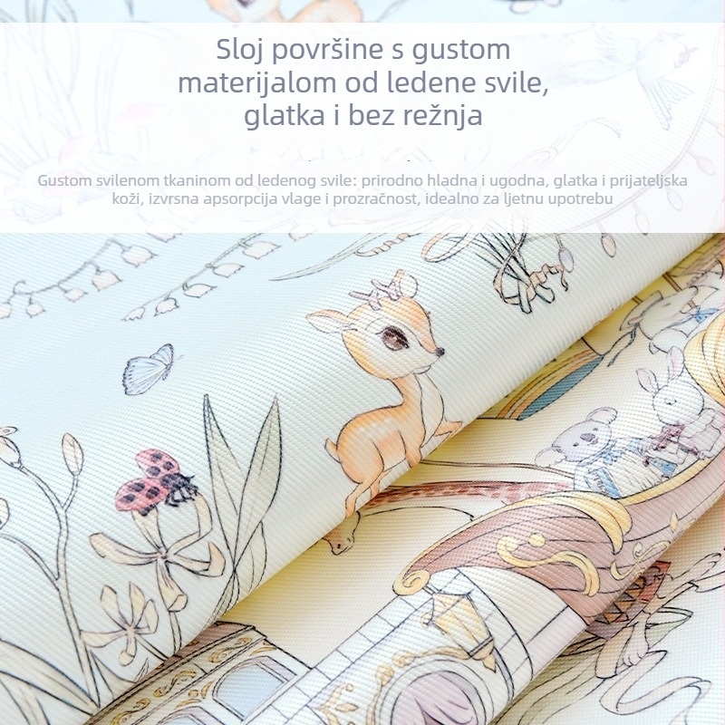 Mat za sjedalo kolica i dječjeg stolca - upija znoj, prozračan (Materijali: 100% poliester vlakna u warp smjeru + 100% celuloza u weft smjeru; Dob: 0–2 godine; Namjena: za kolica i dječji stolac)