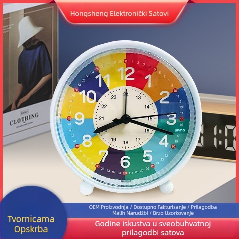 Alarmni sat u karikaturalnom stilu — Jump-Second mehanizam, 588 pokret, Napajanje baterijom, PVC brojčanik, plastično kućište