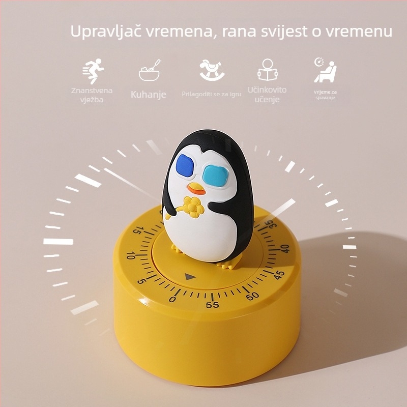 Crtić timer s elektroničkim pogonom, pokazivačkim zaslonom, kućište od PVC mekane gume + ABS, prilagođeni logo, pogodan za dnevni boravak, spavaću sobu, ured, učenje i kuhinju