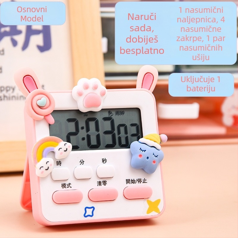 Alarmni sat s LCD zaslonom, kompaktni digitalni stolni sat za učenike osnovne i srednje škole, s 24-satnom indikacijom i dekorativnom funkcijom