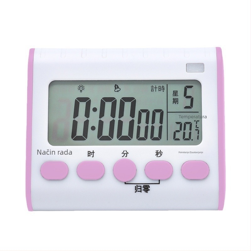 Fanhe Baterijski kuhinjski tajmer s alarmom – magnetsko zidno montiranje, LCD zaslon, elektronički mehanizam, alarm i kronograf