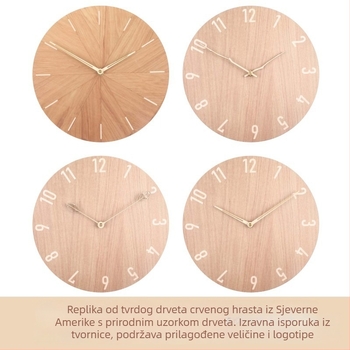 Zidni sat od masivnog drveta, okruglog dizajna nordijskog stila, tih rad, baterijsko napajanje, model C.j