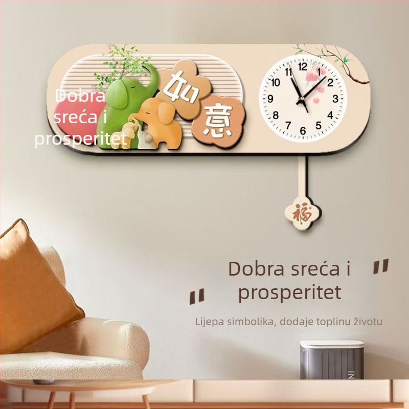 Stenski sat za dnevni boravak, minimalistički moderni dizajn, motiv sretnog jelena, svježi visokokvalitetni dekorativni sat, bez bušenja, tih hod