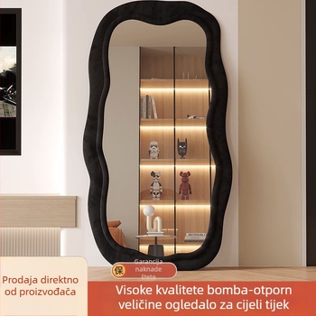 Ogledalo za cijelu visinu s okvirom od smreke, jednostavan i moderan stil, nepravilni oblik, marka Powerful merchant