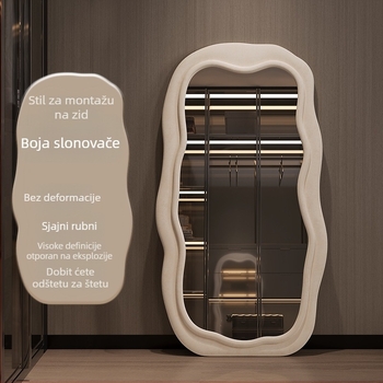 Ogledalo za cijelu visinu s okvirom od smreke, jednostavan i moderan stil, nepravilni oblik, marka Powerful merchant