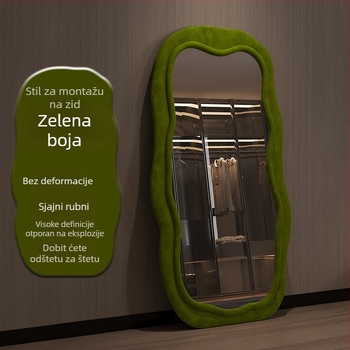 Ogledalo za cijelu visinu s okvirom od smreke, jednostavan i moderan stil, nepravilni oblik, marka Powerful merchant