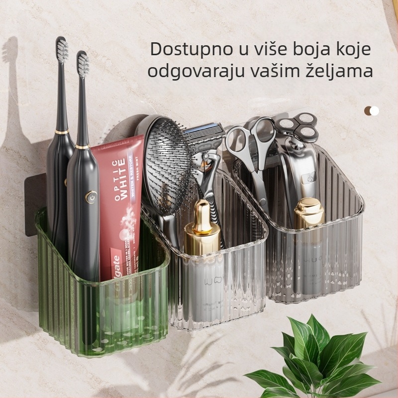 Jin Xi zidni bez bušenja ormarić za kupaonicu za pohranu sredstava za njegu lica | plastika | nosivost 10 kg | lagani luksuzni stil