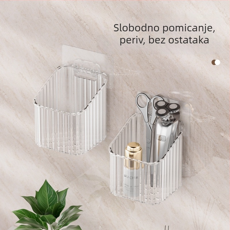 Jin Xi zidni bez bušenja ormarić za kupaonicu za pohranu sredstava za njegu lica | plastika | nosivost 10 kg | lagani luksuzni stil